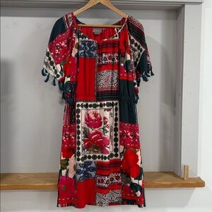 Anthropologie Boho Persian Rose Patchwork Dress, Size L